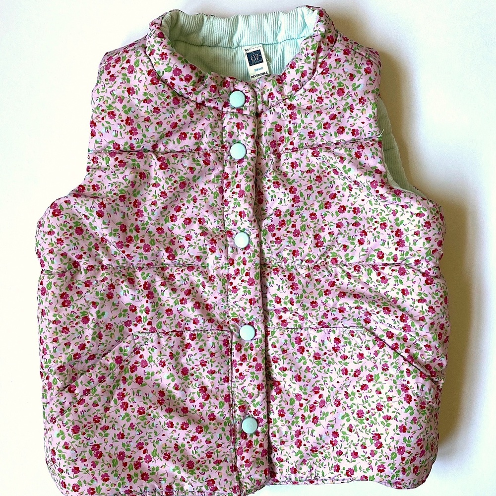 Baby Gap Reversible Floral & Corduroy Vest 18-24M
